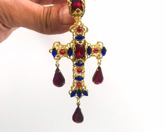 Baroque cross earrings, baroque cross earrings, Sicilian cross earrings. MADE TO ORDER
