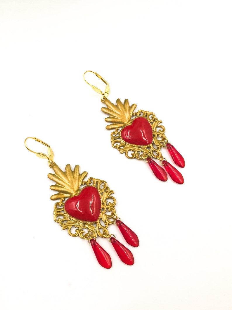 Sacred Heart Earrings Baroque Earrings Exvote Earrings Etsy