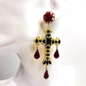 Baroque cross earrings, baroque cross earrings, Sicilian cross earrings. MADE TO ORDER