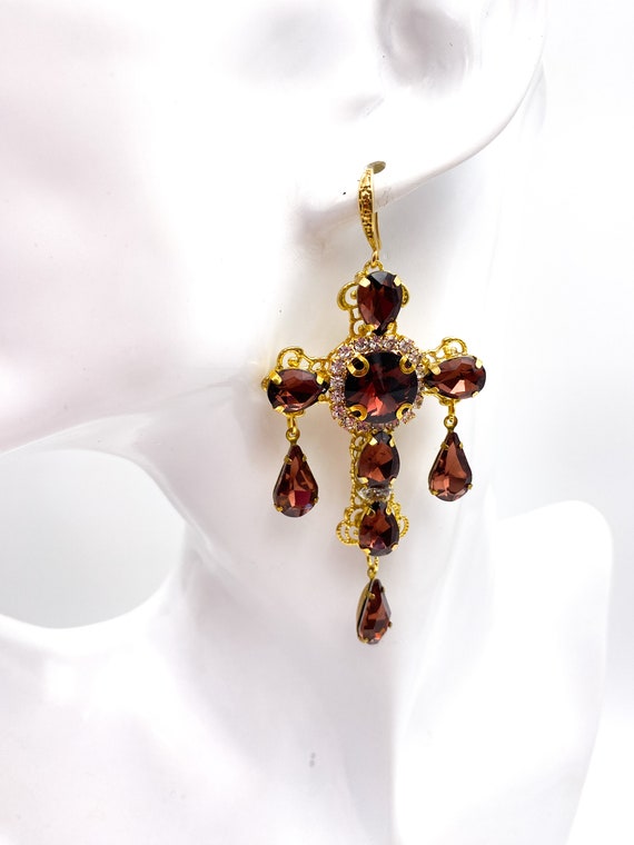 Baroque Cross Earrings Baroque Cross Earrings Sicilian Cross Earrings. READY TO SHIP Etsy Canada
