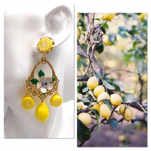 Lemon earrings, Sicilian earrings, baroque earrings, Positano earrings, Capri earrings. MADE TO ORDER