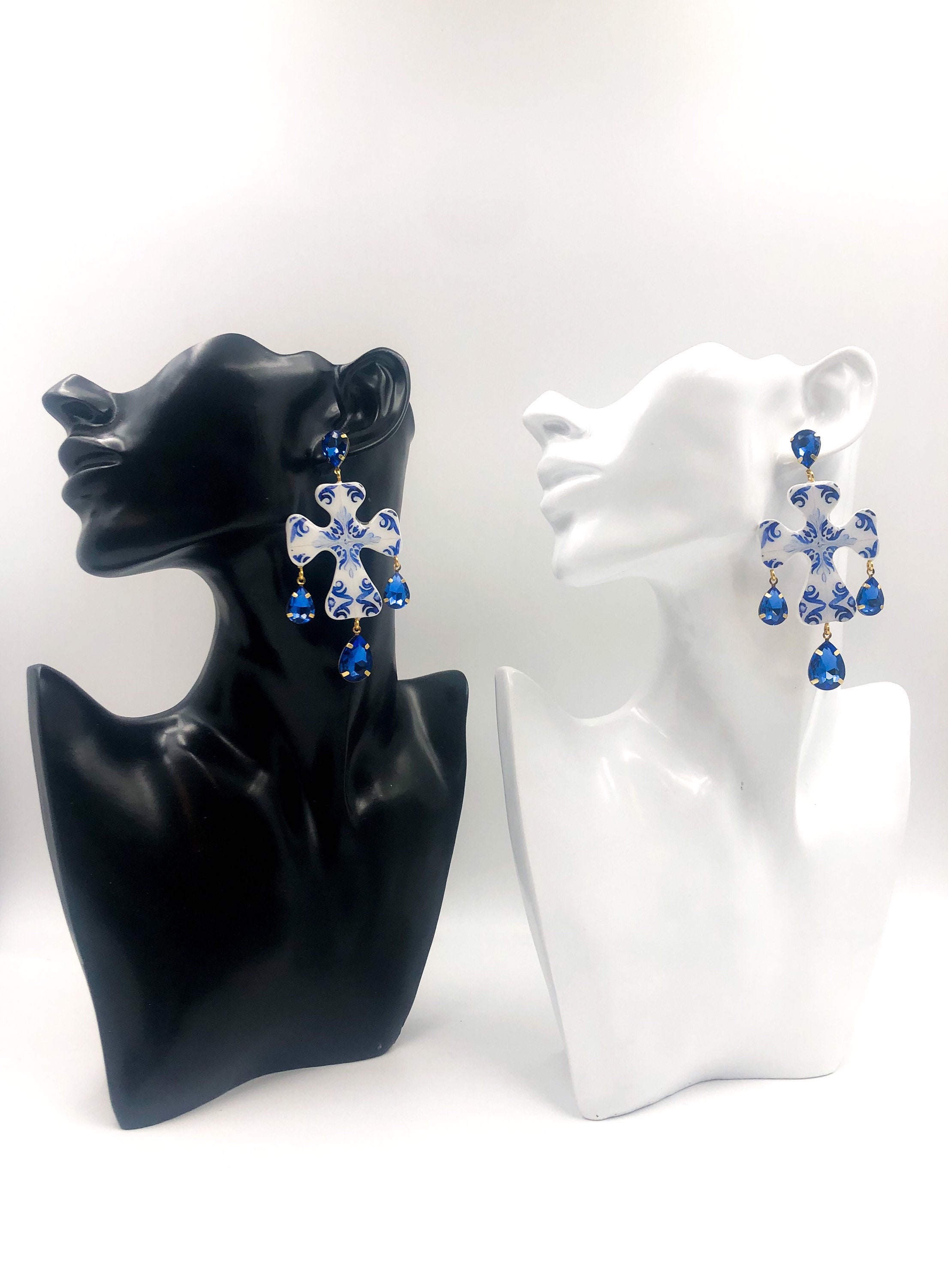 Orecchini A Croce Curvi Moda | Bijoux Colorati Con Perline
