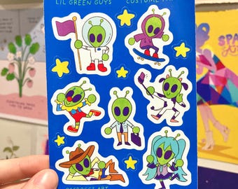 Lil Green Guys - Set di adesivi per feste in maschera