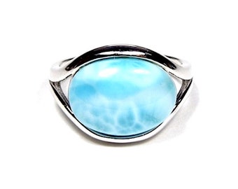 native American style alternative engagement ring Natural larimar ring 100/% handmade Bold Sterling Silver Statement ring AAA larimar