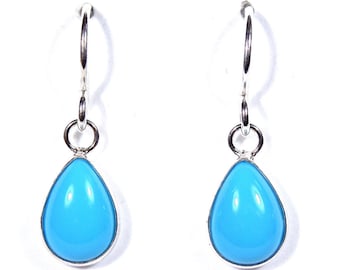 925 Sterling Silver Sleeping Beauty Turquoise Stud Solitaire Earrings Cts 0.5