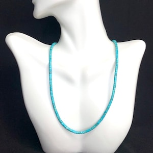 Genuine Kingman Heishi Turquoise and sterling silver necklace 18&#39;&#39; long