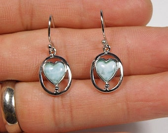 AAA Larimar sterling silver dangle earrings