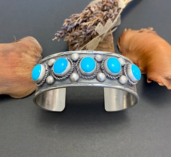 Bracciale Navajo fatto a mano in argento sterling e turchese