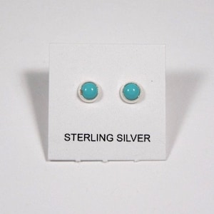 Cute Little 4mm Kingman Turquoise 925 Sterling Silver Stud Post Earrings - Made in USA