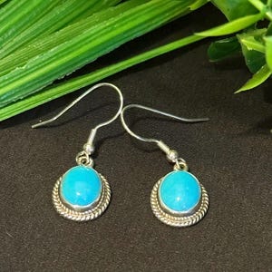 Natürliche Dornröschen Türkis 925 Sterling Silber Ohrringe