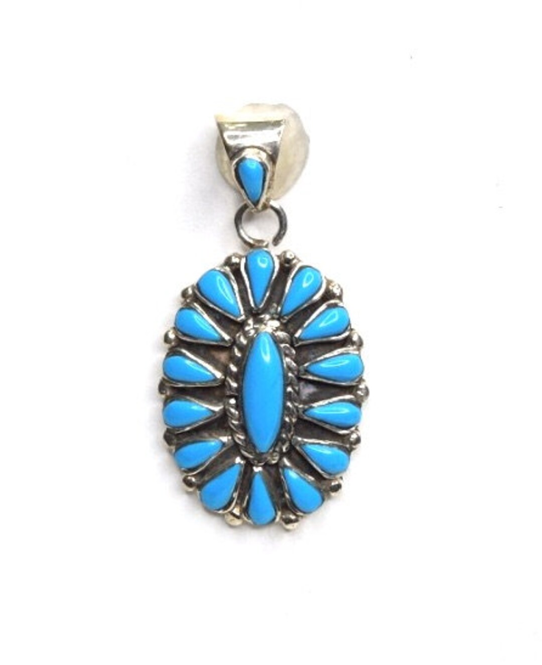 Sleeping Beauty Turquoise Pendant/ Petit Point Pendant/ 925 Sterling ...