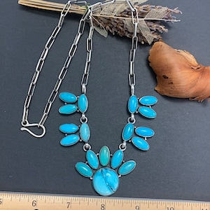 Sleeping Beauty & Lone Moutain Turquoise Lariat necklace 22.5&#39;&#39; long. Navajo Handmade 925 Sterling Silver. Adjustable to shorter.