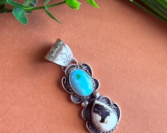 メンズ ホワイトバッファローターコイズペンダントネックレス | ナバホ