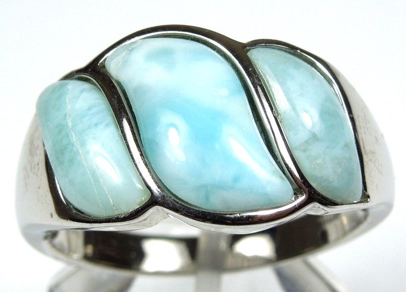 100/% Genuine AAA Dominican Larimar 925 Sterling Silver Band Ring sizes 6,7,8,9