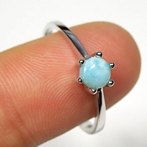 High Quality Genuine AAA Dominican Larimar Inlay 925 Sterling Silver Ring size 6 - 9
