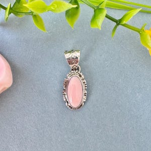 Pink Conch Shell & 925 Sterling Silver Pendant