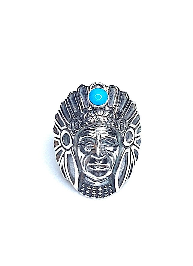 Sleeping Beauty Turquoise 925 Sterling Silver Men's Chief Ring Size 9 ...