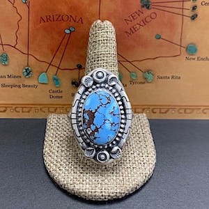 Huge Golden Hills Turquoise & Solid 925 Sterling Silver Men&#39;s Ring Size 11.25, Heavy ring
