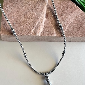 Handmade Navajo Pearl Sterling Silver Bead Blossom Necklace 18&#39;&#39; Long
