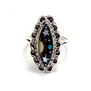 Multicolor & Black Onyx 925 Sterling Silver Galaxy Inlay Ring Sz 5-8 - Etsy