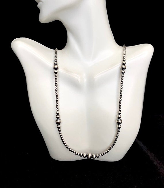 Handmade Navajo Pearl Sterling Silver Beads Necklace 16