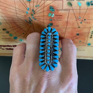 Huge Petit Point Sleeping Beauty Turquoise 925 Sterling Silver ...