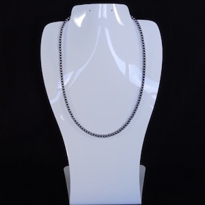 Handmade 5mm Navajo Pearl sterling Silver Beads Necklace 30&#39;&#39; Long