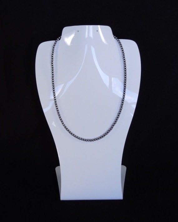 Handmade 5mm Navajo Pearl Sterling Silver Beads Necklace 20