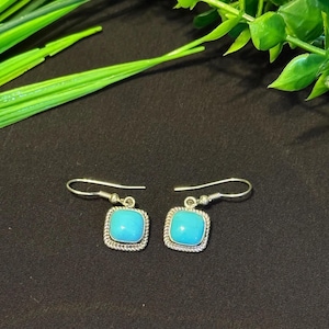Natürliche Dornröschen Türkis 925 Sterling Silber Ohrringe