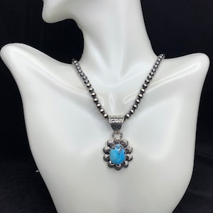 Golden Hills Turquoise Pendant. Navajo Handmade 925 Sterling Silver. Chain is not inclued.