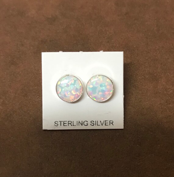 White Fire Opal Earrings in Rose Gold