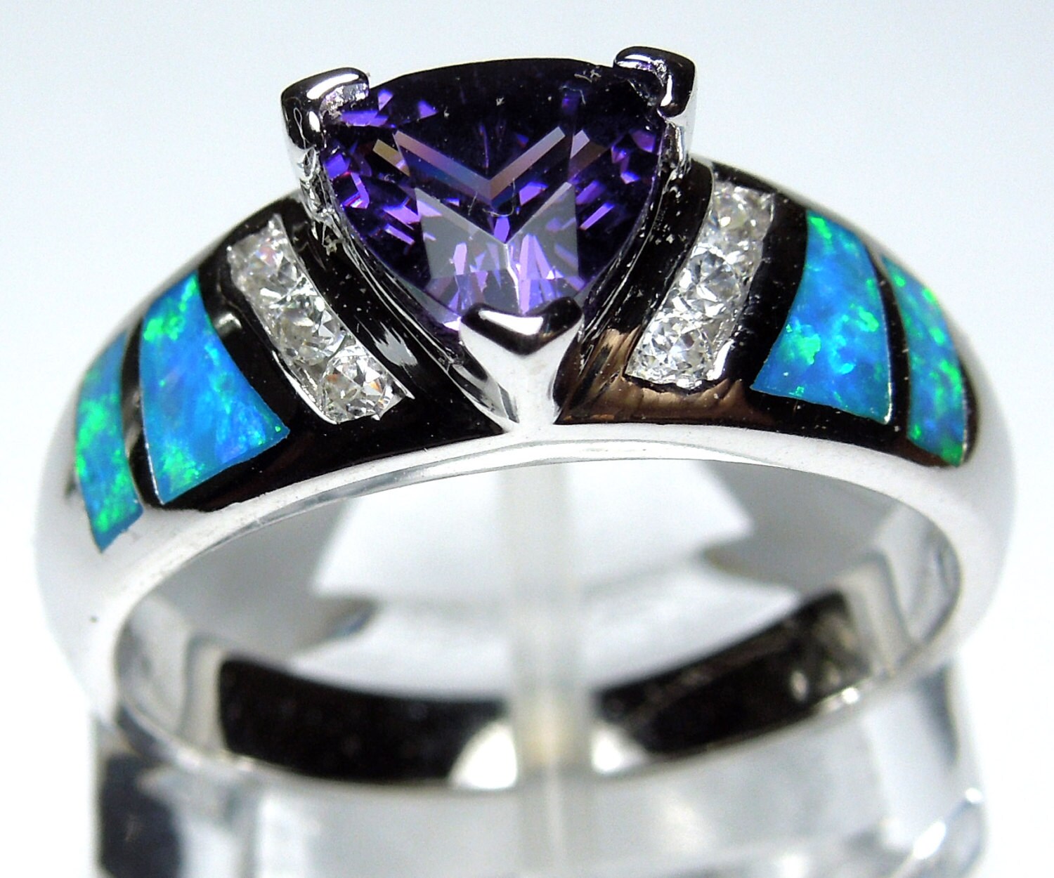 Amethyst and blue fire opal best sale rings