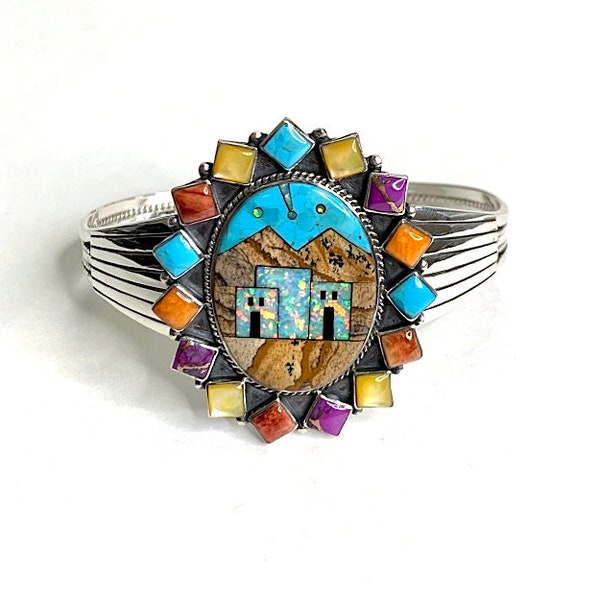 Oval Inlay Turquoise Cuff