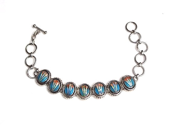 Handmade Multicolor Stones Inlay 925 Sterling Silver  display picture 1