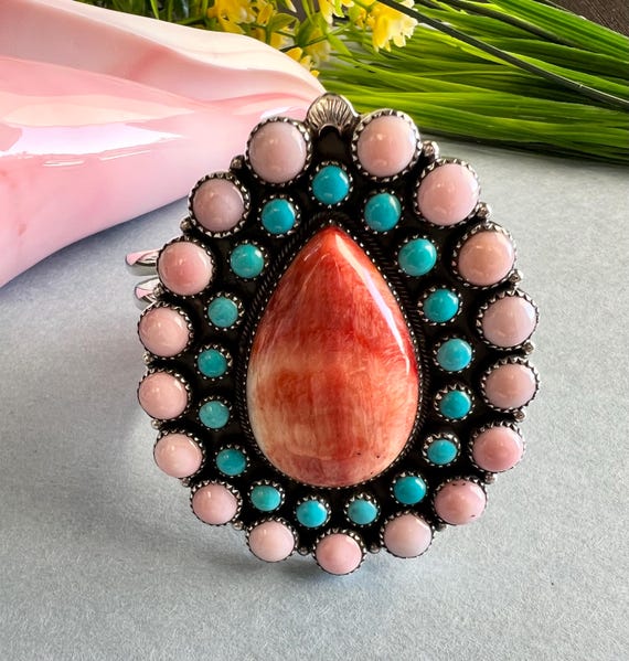 Sterling Silver Multistone Cluster Cuff Bracelet … - image 4