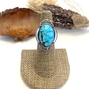 Sonoran Blue Turquoise Southwestern Ring Size 7. 925 Sterling Silver