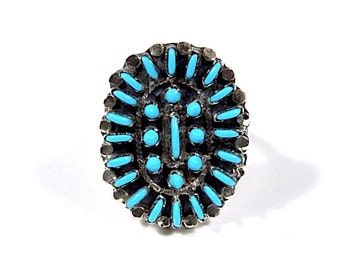 Sleeping Beauty Turquoise 925 Sterling Silver Petit Point Ring size 7,8,9