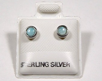 100% Natural 4mm AAA Dominican Larimar 925 Sterling Silver Stud Post Earrings