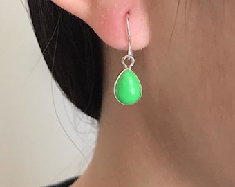 Orecchini pendenti in argento sterling 925 con vera Gaspeite, 7 x 10 mm, realizzati negli Stati Uniti