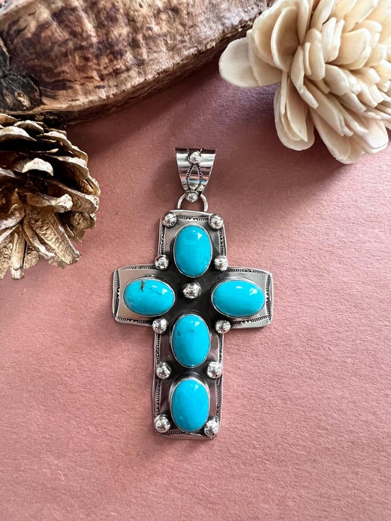 Ciondolo Croce Vintage In Argento Sterling 925 Con Pietra Di - Foto 12