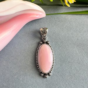 Pink Queen Conch Shell Sterling Silver Oval Pendant