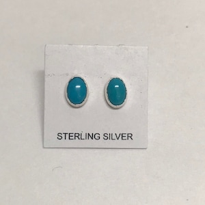 Boucles d&#39;oreilles en argent sterling 925 Kingman turquoise 5 x 7 mm - Fabriquées aux États-Unis