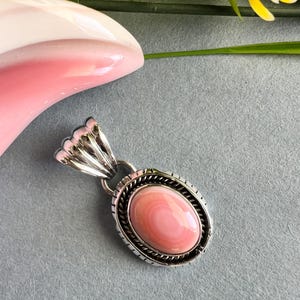 Pink Conch Shell & 925 Sterling Silver Pendant