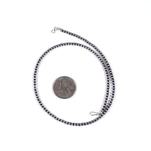 Handmade 3 mm Navajo Perle Sterling Silber Perlen-Halskette 20 &#39;&#39; Lang