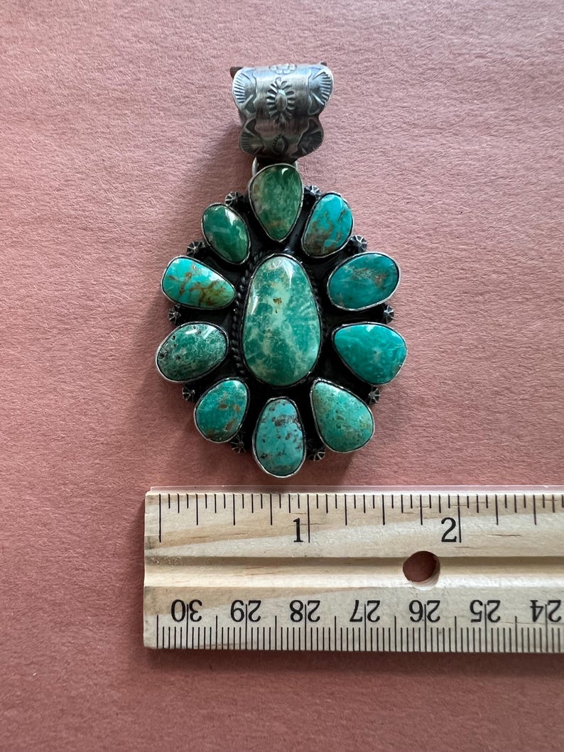 Corico Lake Turquoise 925 Sterling Silver Cluster Pendant Etsy
