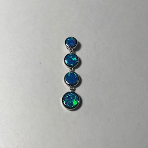 Blue Fire Opal Solid 925 Sterling Silver Pendant  Necklace. Free 18&quot; silver chain.