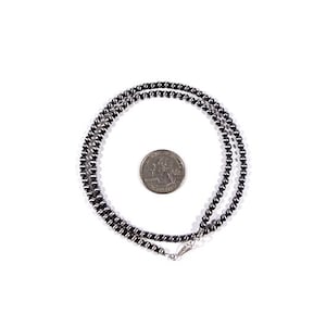Handmade 5mm Navajo Pearl sterling Silver Beads Necklace 18&#39;&#39; Long