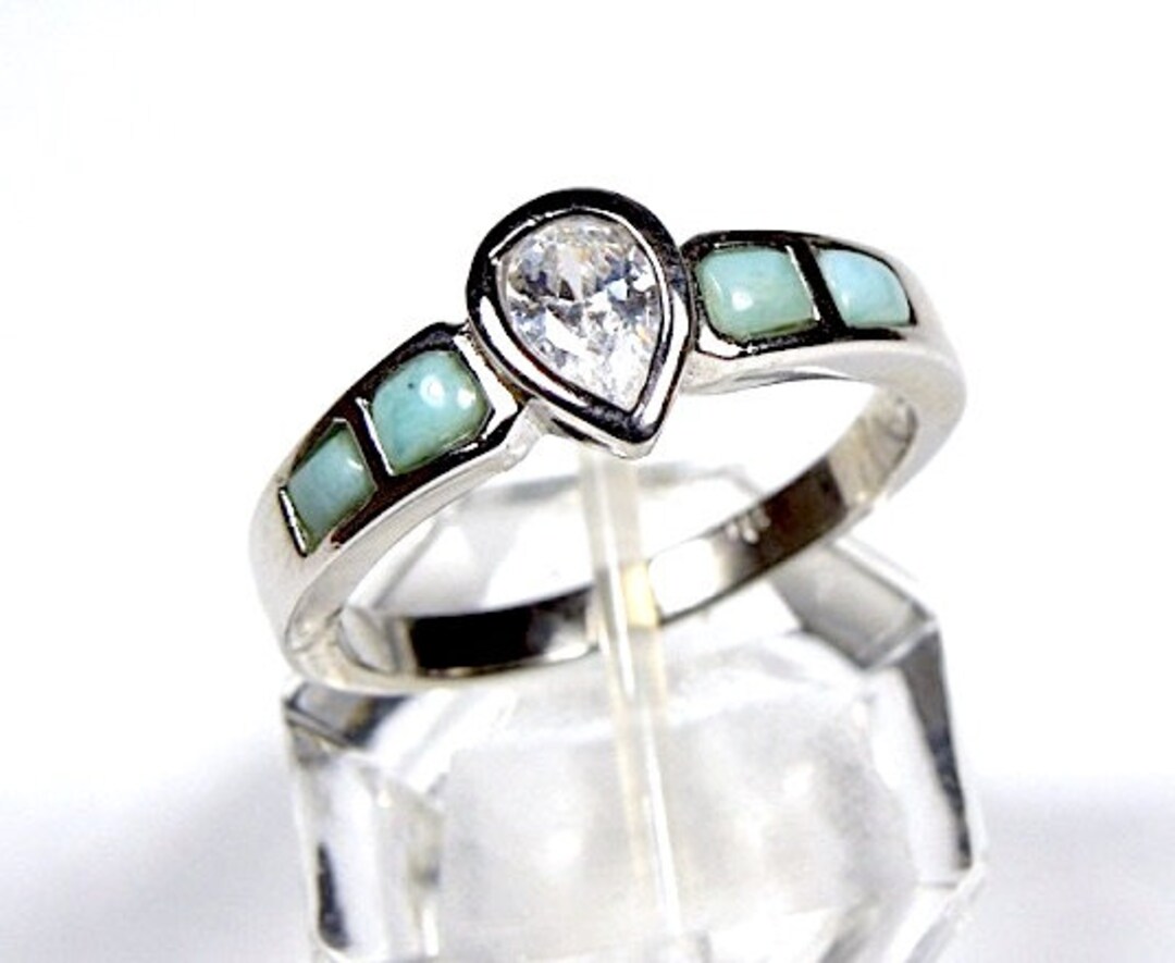 高品質の本物のAAAドミニカ産ラリマー＆ホワイトトパーズインレイ925