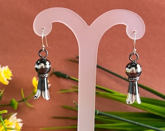 925 Sterling Silver Southwest Squash Blossom Dangle Earrings