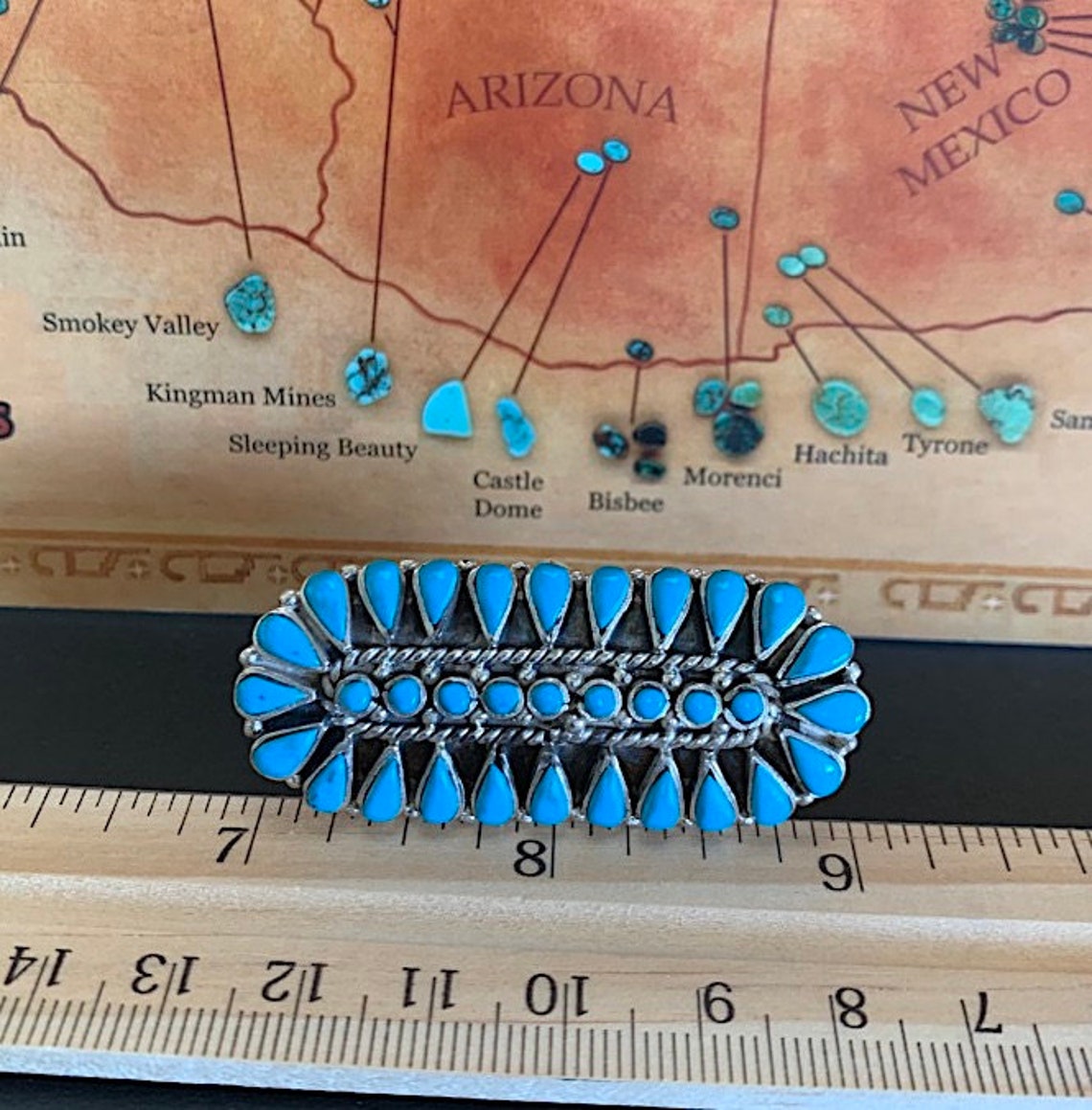 Huge Petit Point Sleeping Beauty Turquoise 925 Sterling Silver ...